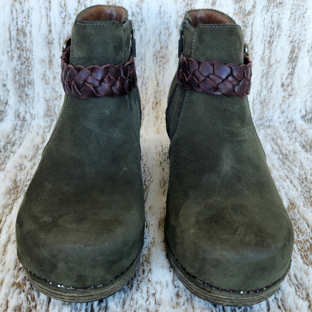 Dansko "Michelle" Milled Nubuck Boot Olive Green | Women's Size 39, 8.5 Or 9 - Picture 4 of 14